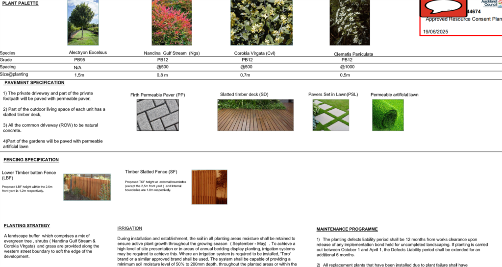Approved landscape and site plan