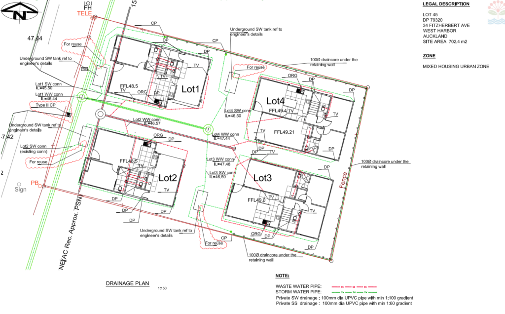 Approved site and drainage plan