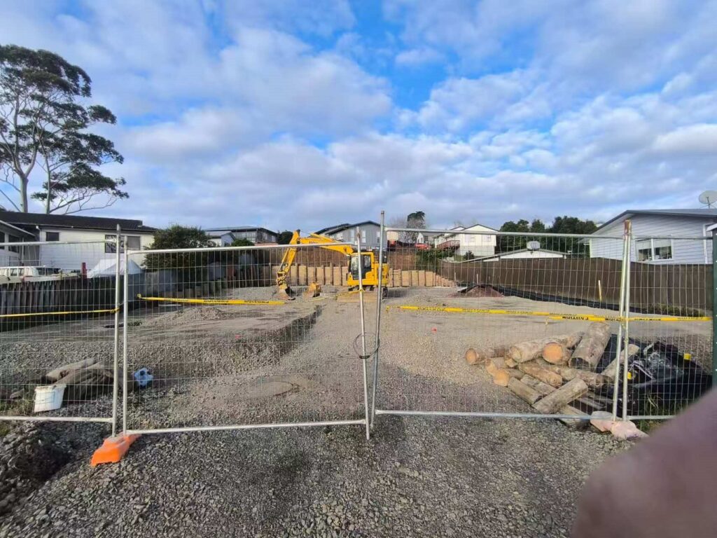 Cleared and levelled building platform