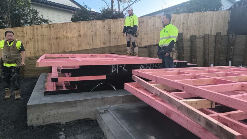 Timber wall frame panel on site