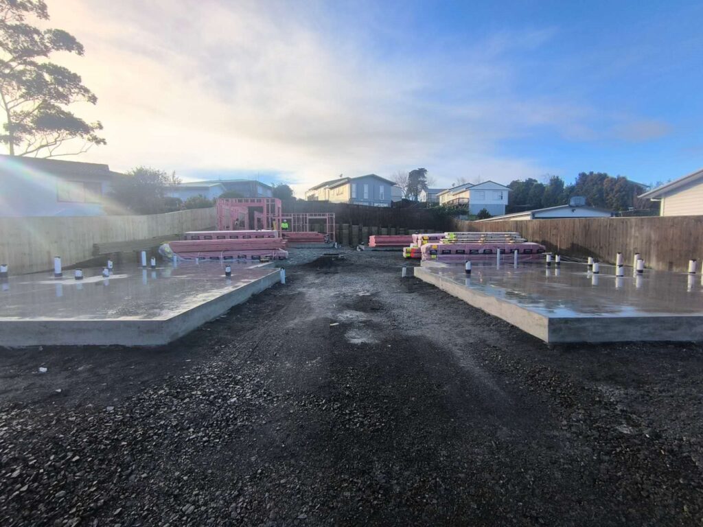 Prepared slab with timber frames