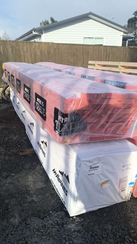 Packaged timber frames on site